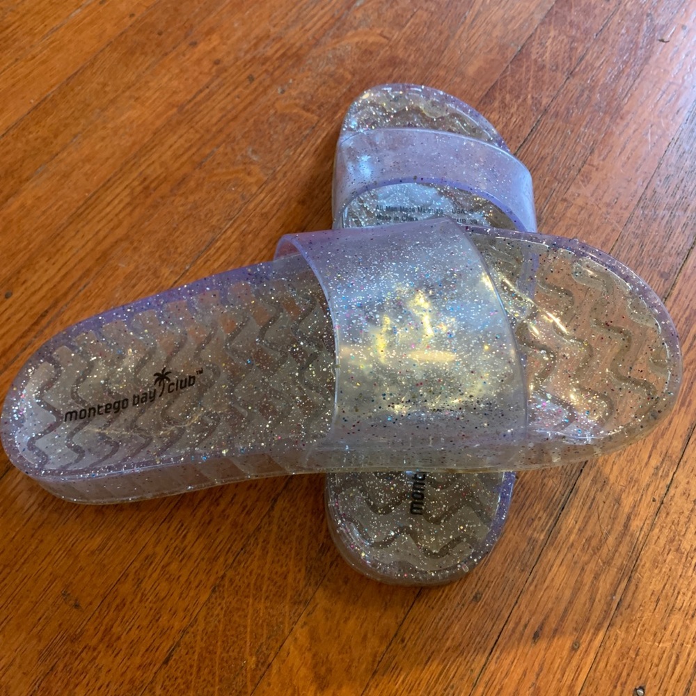 Montego Bay Women’s Clear Sparkly Gel Slides US 8